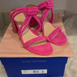Stuart Weitzman Pink Suede Strappy Heels